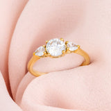 June Round Trilogy Three Stone Engagement Ring