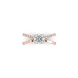 Lois - a stunning criss cross band with a diamond band intersecting a flat profile band