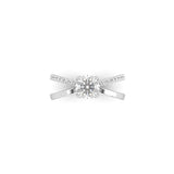 Lois - a stunning criss cross band with a diamond band intersecting a flat profile band