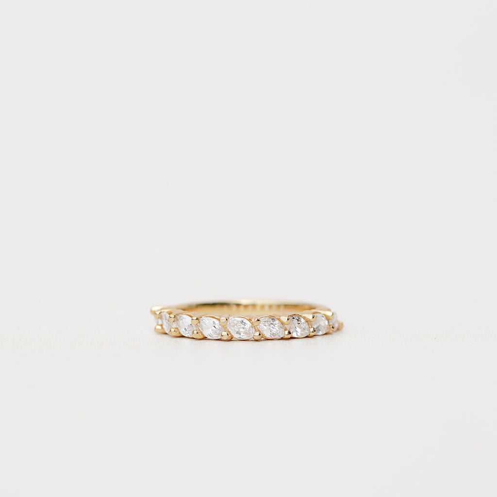marquise cut diamond  half set wedding ring