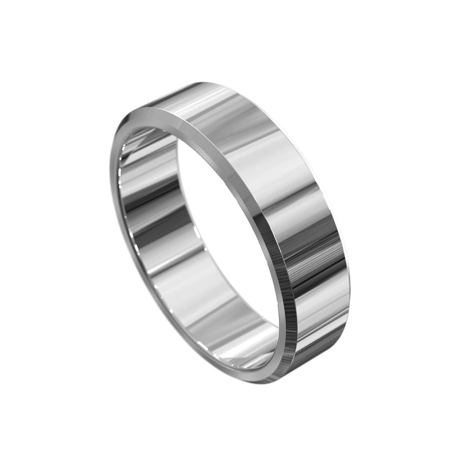 white gold mens ring with bevelled edge