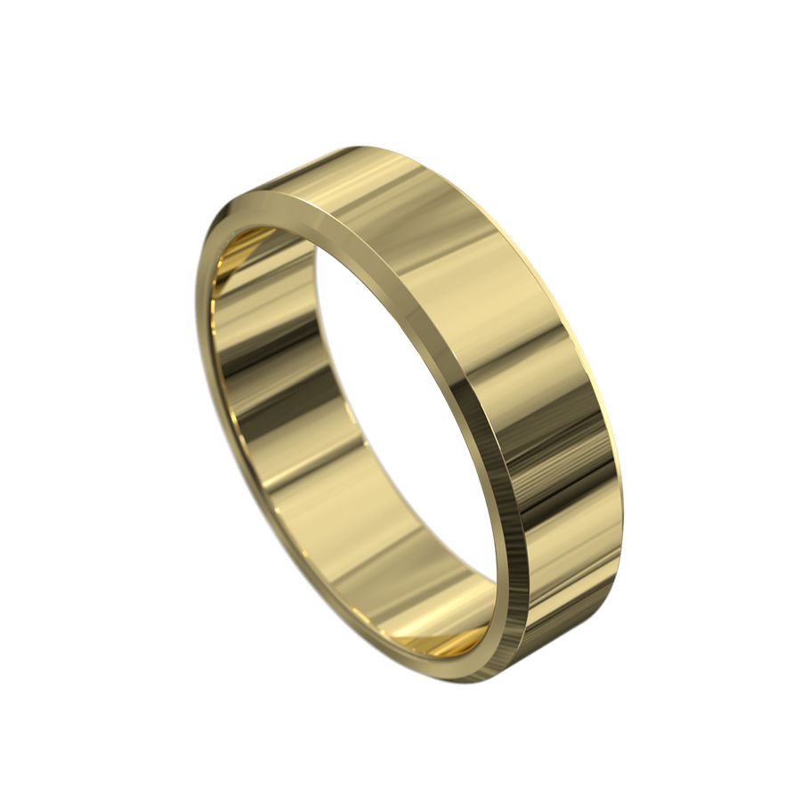 yellow gold mens ring with bevelled edge