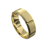  mens ring brushed finish with vertical lines yellow gold 