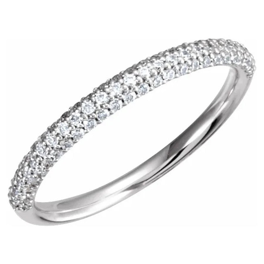 White gold diamond wedding ring with pave set diamonds