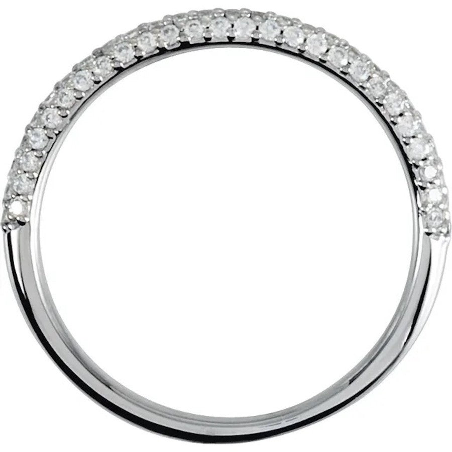 White gold diamond eternity ring with pave set diamonds