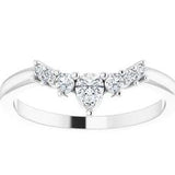 Moissanite Crown ring with Pear Accent - a curved shape moissanite ring with pear shape moissanite and round moissanite