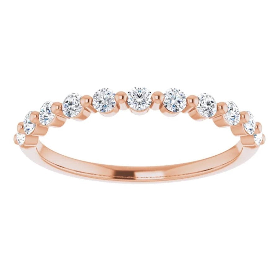 rose gold diamond eternity ring with single claws and round diamonds