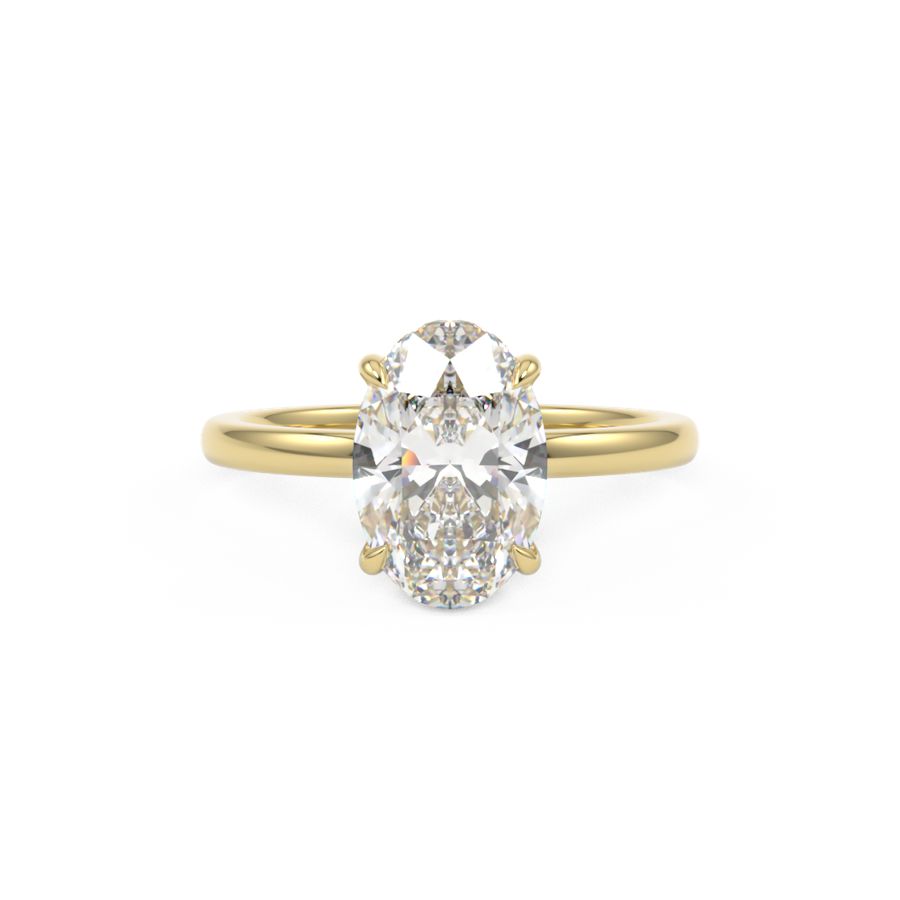 Oval solitaire engagement ring with 2ct oval diamond