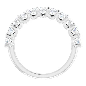 Diamond wedding ring with oval shape diamonds in white gold