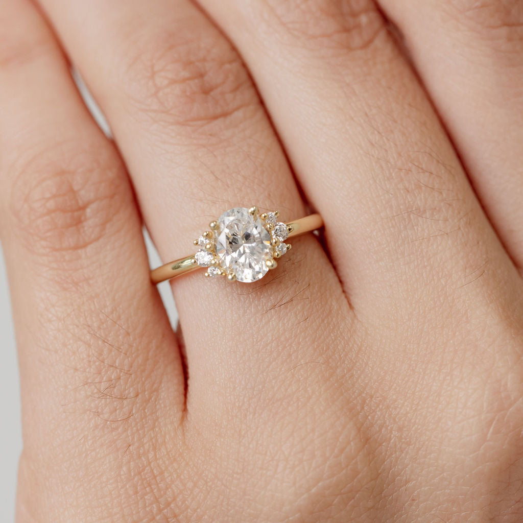 oval engagement ring with side stones