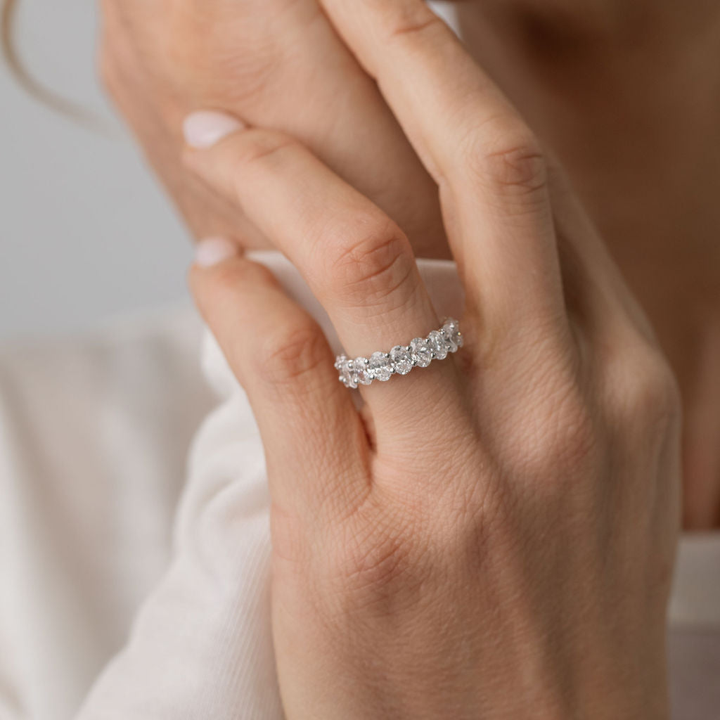 oval cut diamond eternity ring