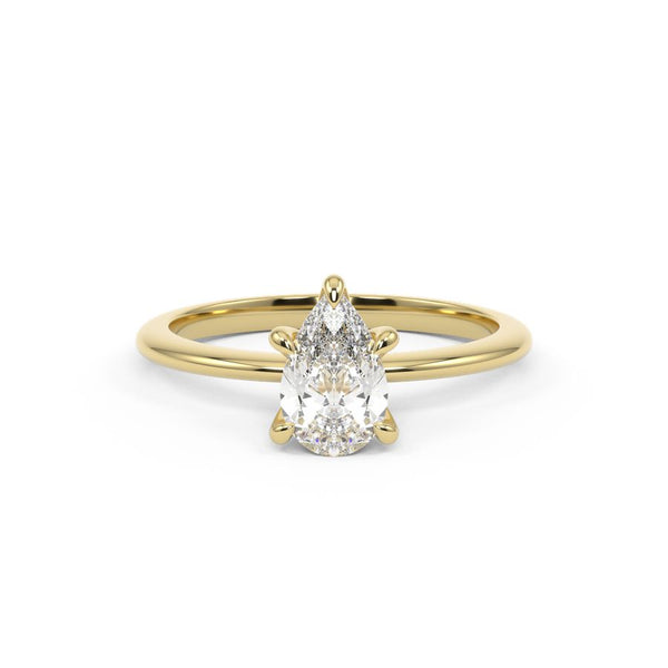 yellow gold pear shape diamond solitaire engagement ring