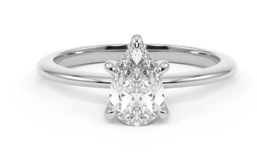 white gold pear moissanite engagement ring