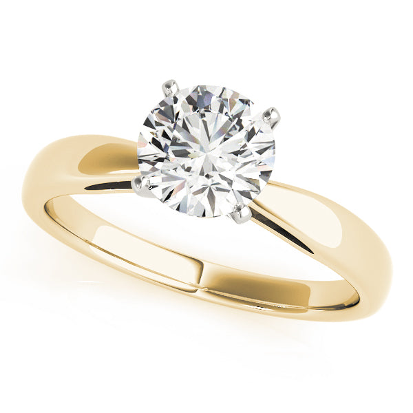 Yellow gold pinched in solitaire with round moissanite