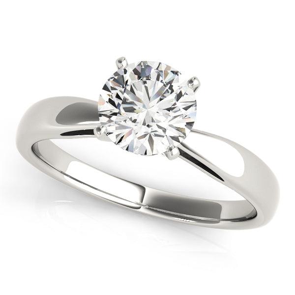Pinched in style solitaire engagement ring in white gold