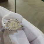 Harriett Emerald Cut 3 stone ring in platinum