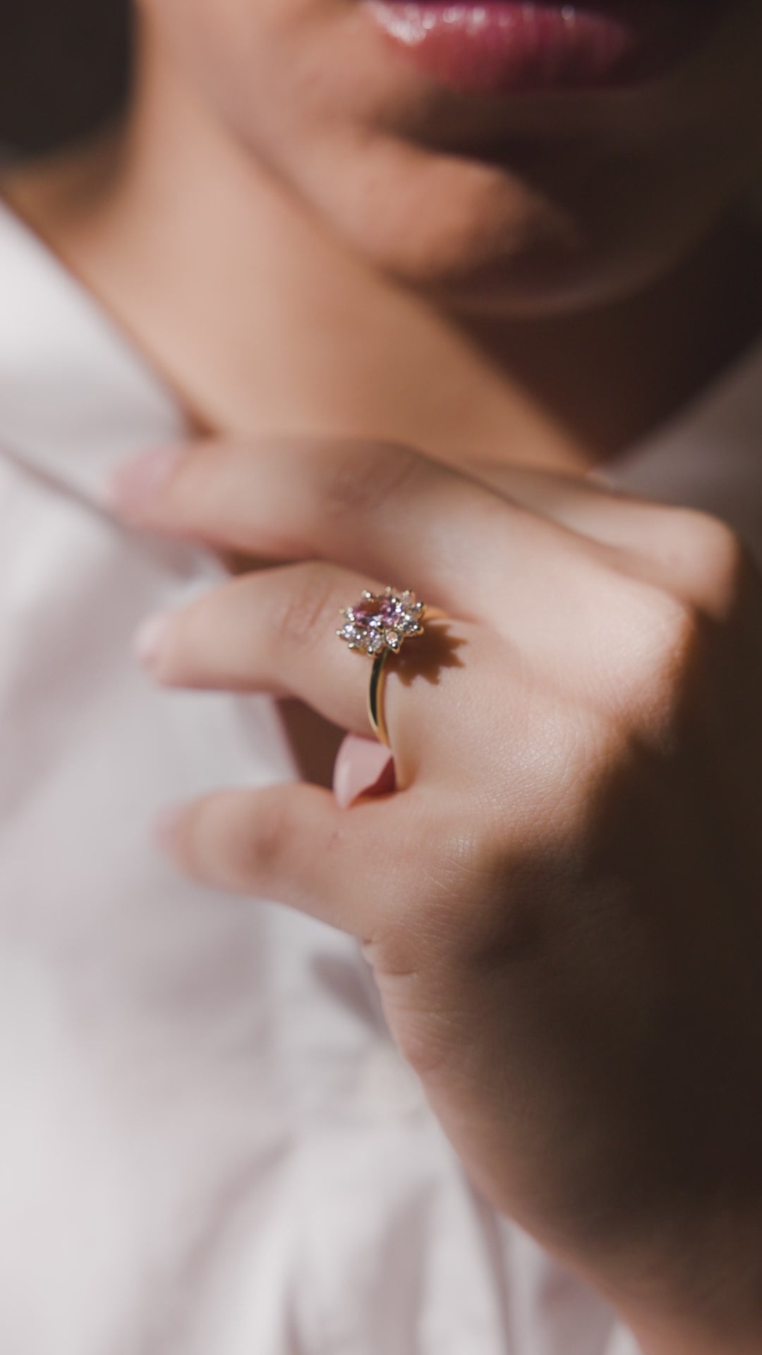 pink diamond morganite engagement ring