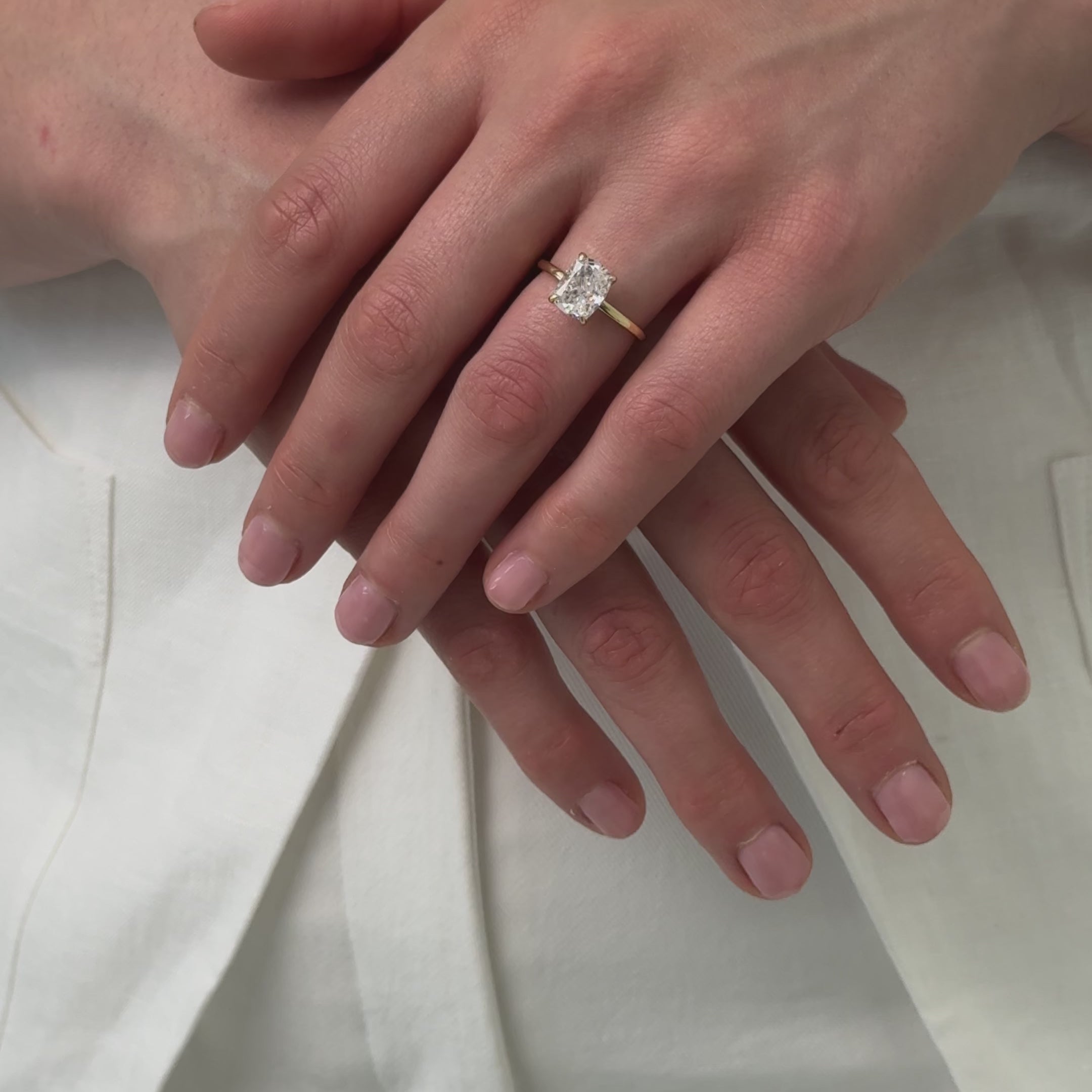 Elongated Cushion Cut Solitaire Engagement Ring