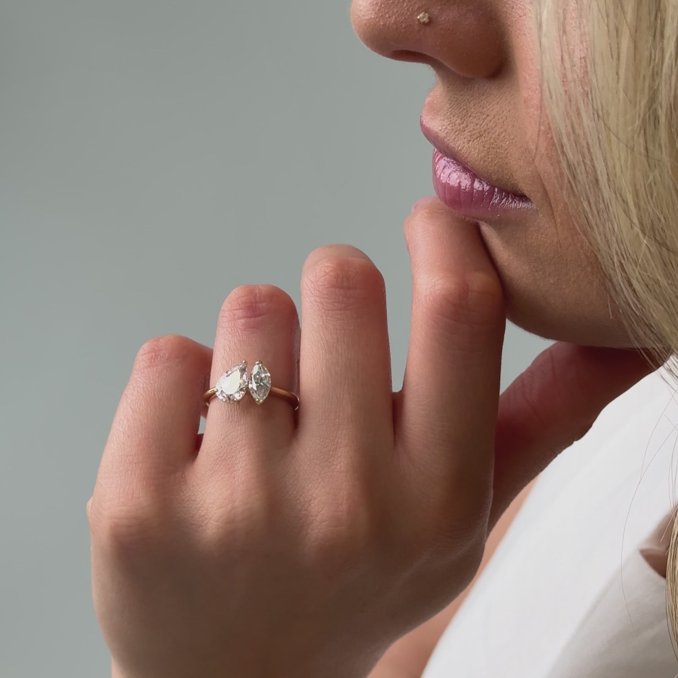 Toi et moi diamond engagement ring