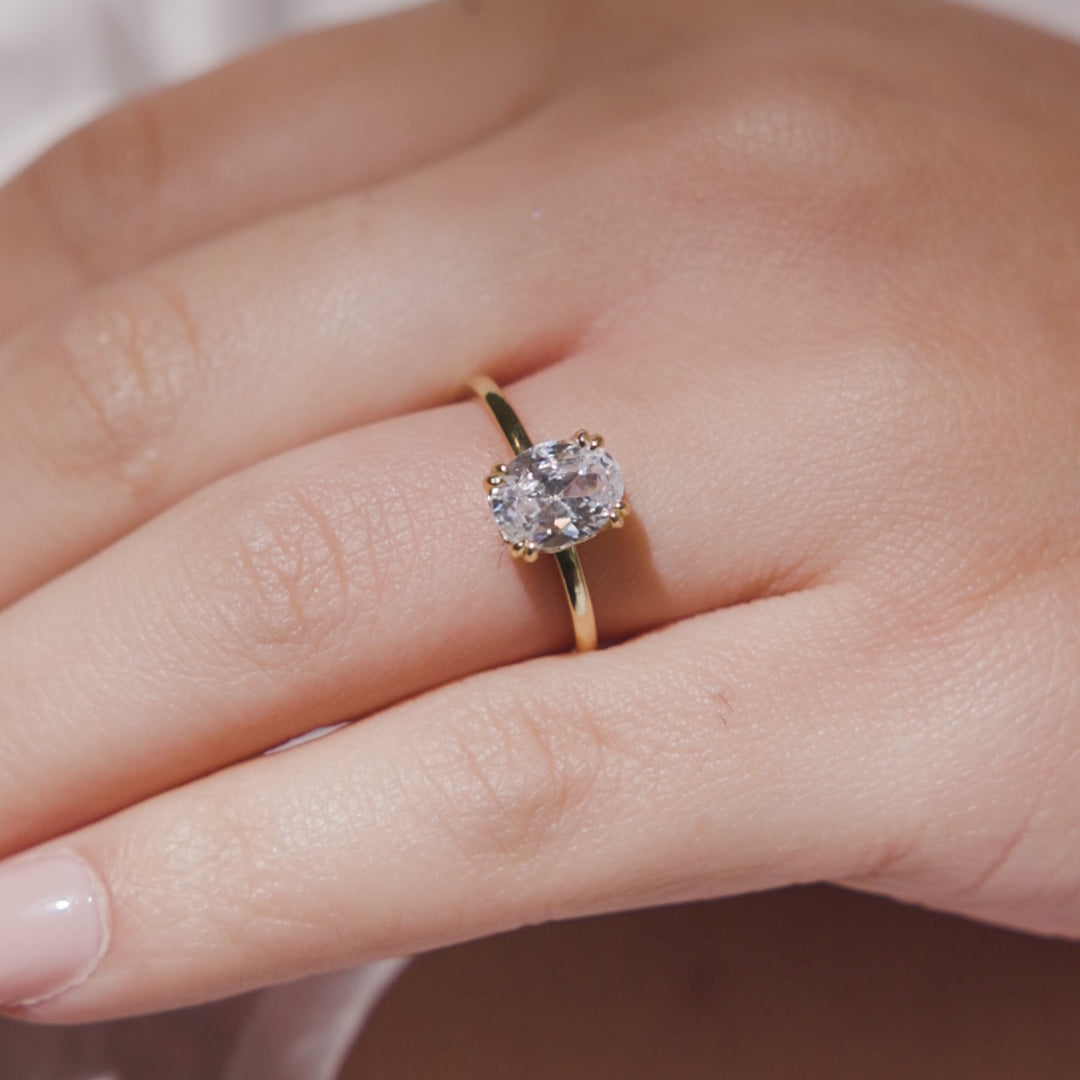 DOUBLE CLAW OVAL SOLITAIRE ENGAGEMENT RING