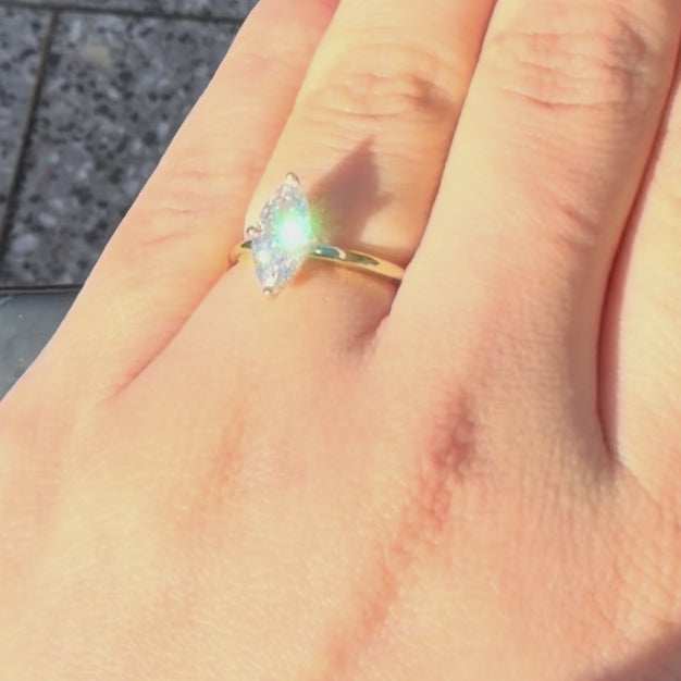 Marquise Cut Diamond Solitaire Engagement Ring Compass Set
