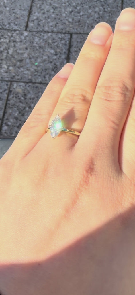 Marquise Cut Diamond Solitaire Engagement Ring Compass Set
