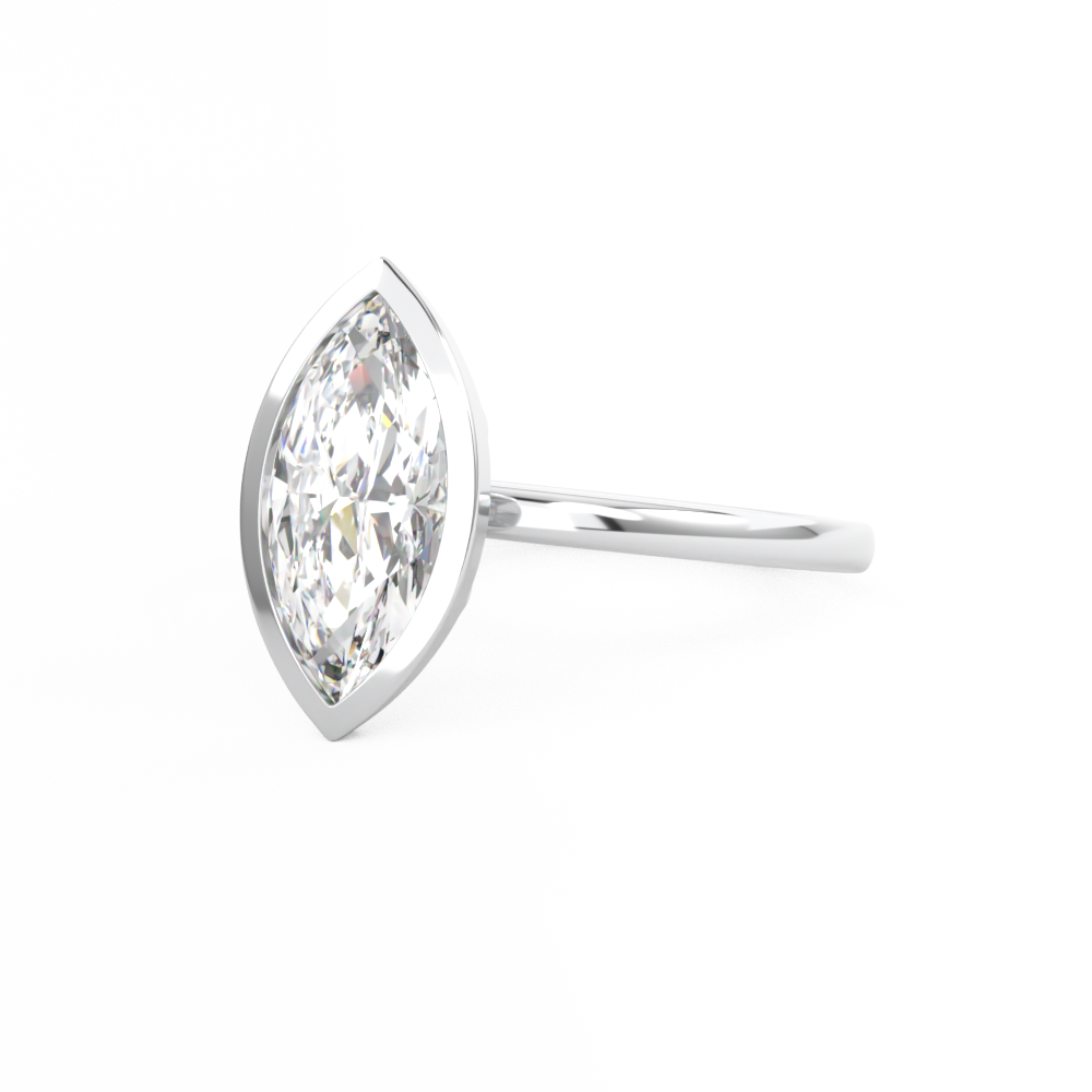 Marquise Cut Diamond Engagement Ring Bezel Set
