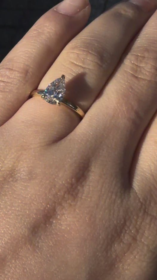 Pear Cut Diamond Solitaire Engagement Ring