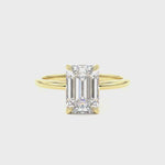 Emerald Cut Diamond Solitaire engagement ring with a hidden halo

