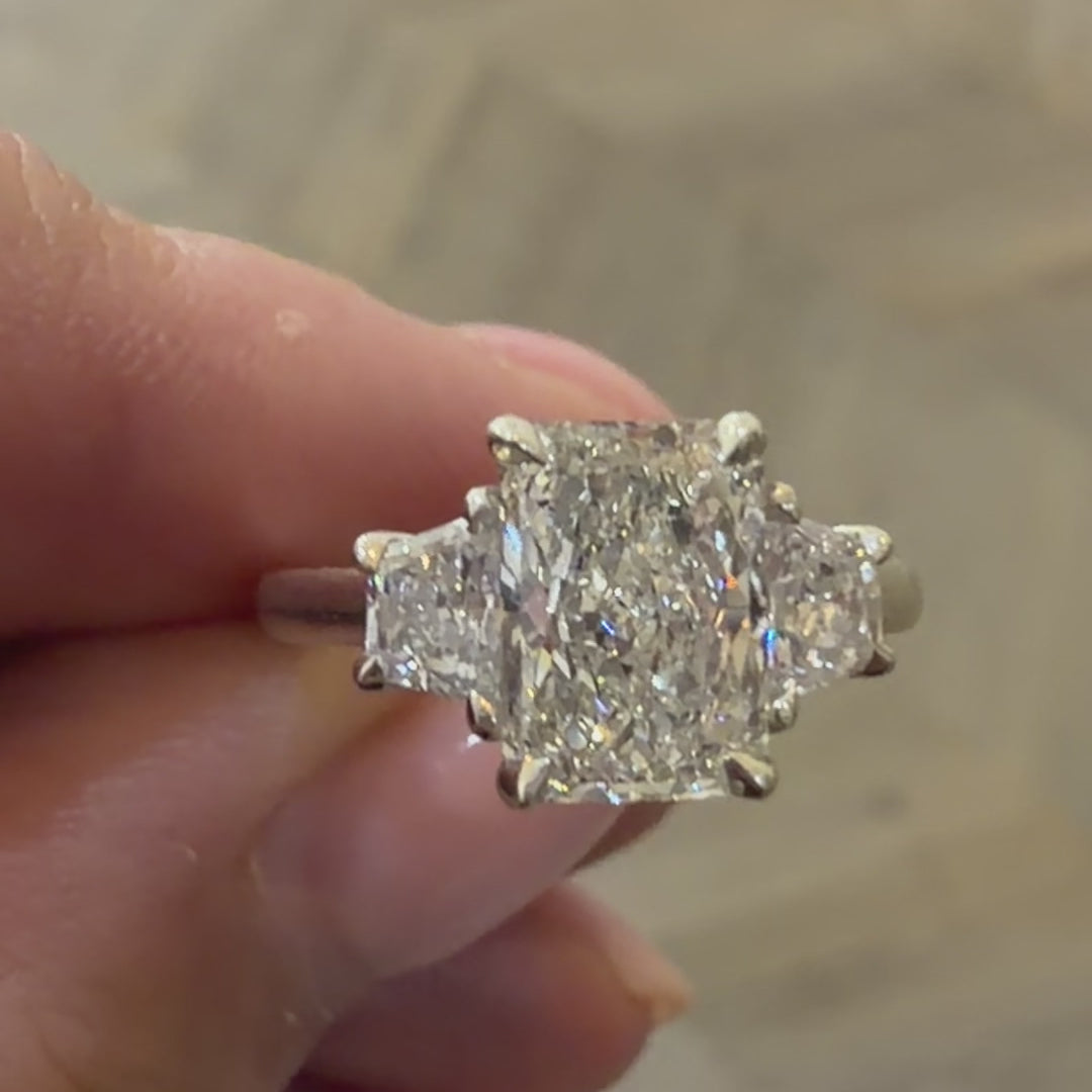 Radiant Cut 3 stone engagement ring

