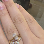 Marquise cut diamond engagement ring with v shape diamond wedding ring