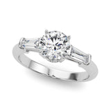 Rachel | Three Stone Engagement Ring with tapered baguette side stones