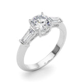 Rachel | Three Stone Engagement Ring with tapered baguette side stones