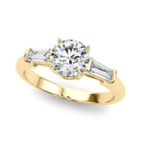 Rachel | Three Stone Engagement Ring with tapered baguette side stones