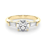Rachel | Three Stone Engagement Ring with tapered baguette side stones