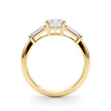 Rachel | Three Stone Engagement Ring with tapered baguette side stones