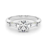 Rachel | Three Stone Engagement Ring with tapered baguette side stones