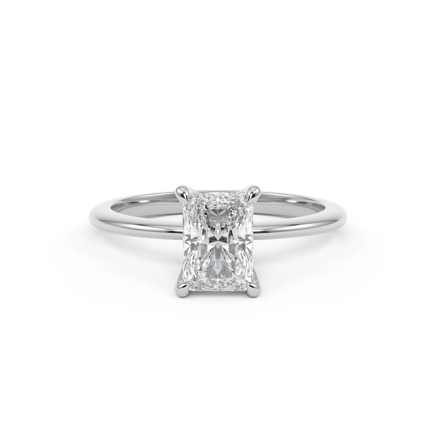 white gold radiant Cut Diamond Solitaire Engagement Ring