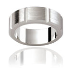 white gold mens ring brushed finish with vertical lines 