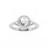 Rose Cut Diamond with Diamond Halo engagement ring