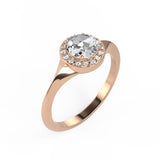 Rose Cut Diamond with Diamond Halo engagement ring