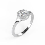 Rose Cut Diamond with Diamond Halo engagement ring