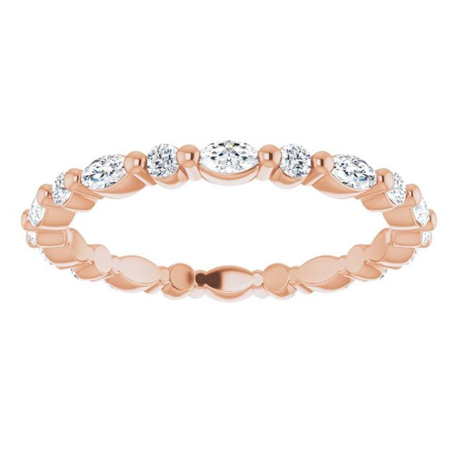 rose gold diamond ring with marquise diamonds and round diamonds 2