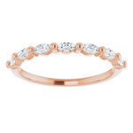rose gold half set diamond eternity ring with marquise diamonds