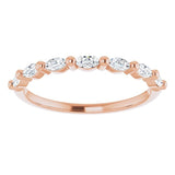 rose gold half set diamond eternity ring with marquise diamonds