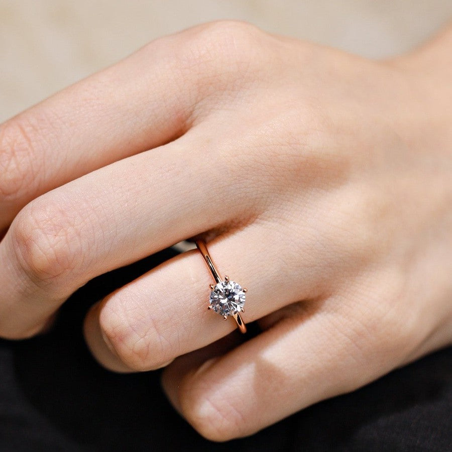 solitaire engagement ring with round brilliant cut diamond