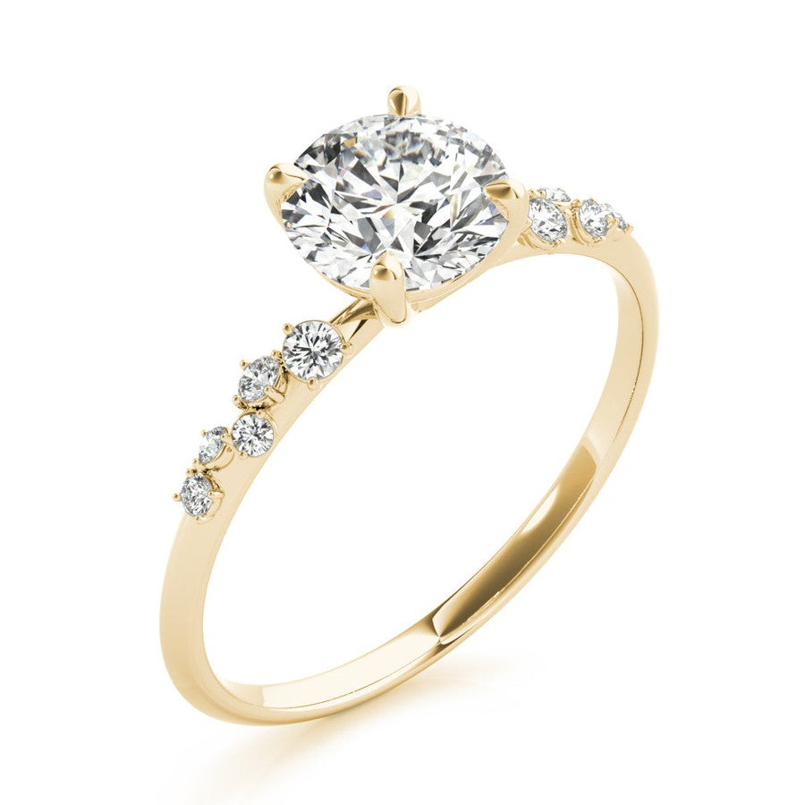 yellow gold moissanite scatter ring engagement ring