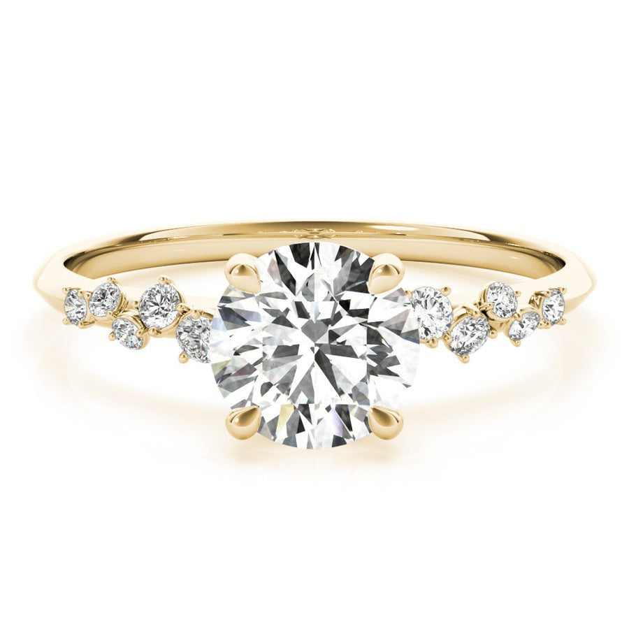 yellow gold moissanite scatter ring engagement ring