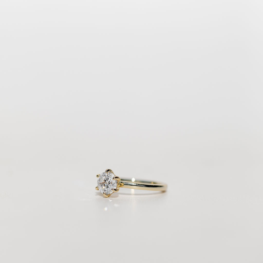 six claw round brilliant cut diamond solitaire engagement ring