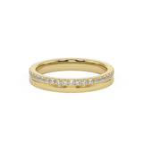 Sparkly Flat profile wedding ring with diamonds